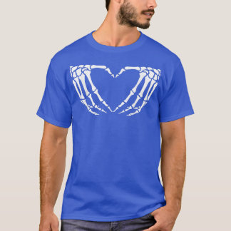 SKELETON HAND HEART Sign Bones Costume Funny Hallo T Shirt