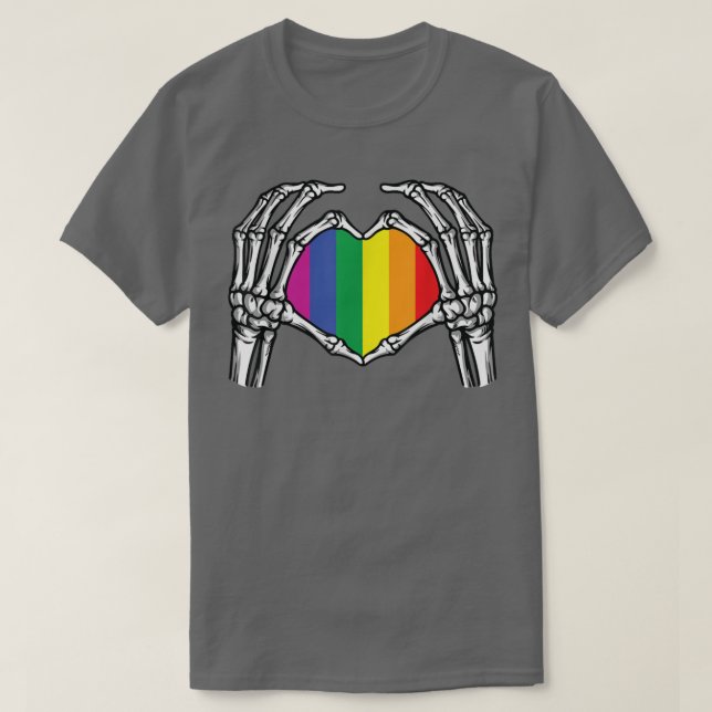 Skeleton Hand Heart Sign Bones Costume Funny LGBT T Shirt (Design framsida)