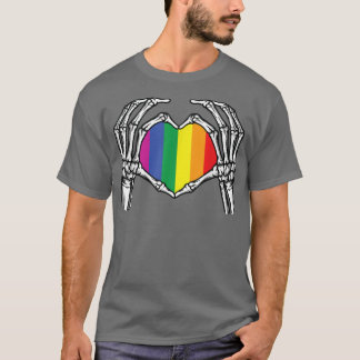 Skeleton Hand Heart Sign Bones Costume Funny LGBT T Shirt