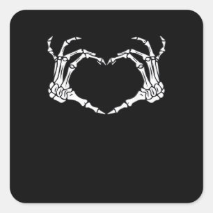 Skeleton Hand Heart Sign Costume Funny Halloween Fyrkantigt Klistermärke