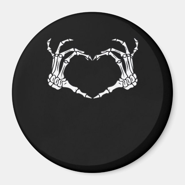 Skeleton Hand Heart Sign Costume Funny Halloween Magnet (Framsidan)