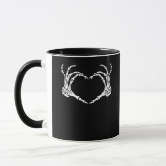 Skeleton Hand Heart Sign Costume Funny Halloween Mugg