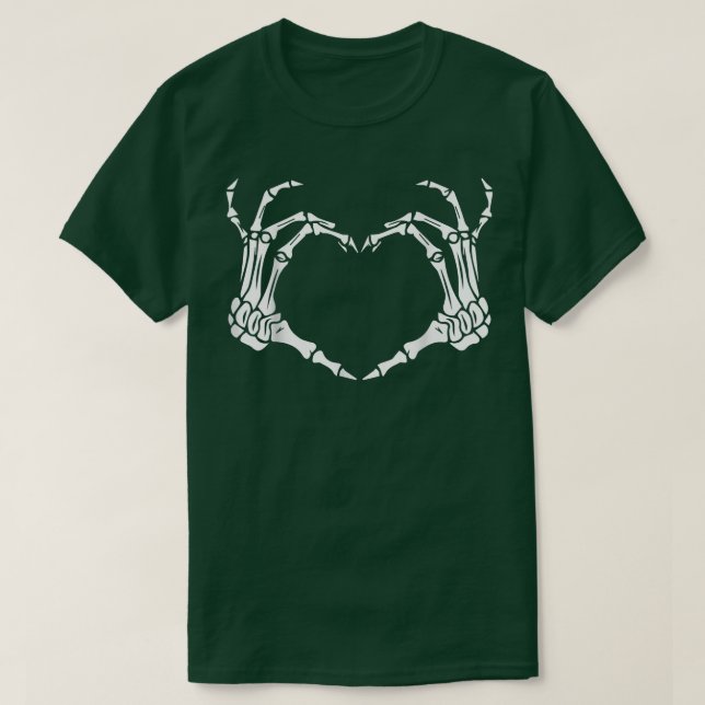 Skeleton Hand Heart Sign Costume Funny Halloween O T Shirt (Design framsida)
