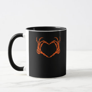 Skeleton Hand Heart Sign Costume Halloween Design Mugg