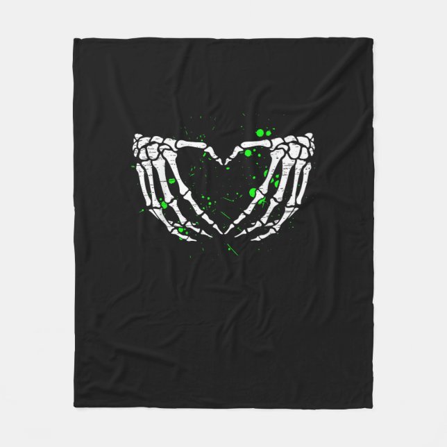 Skeleton Hand Heart Sign Costume Halloween Fleecefilt (Framsidan)