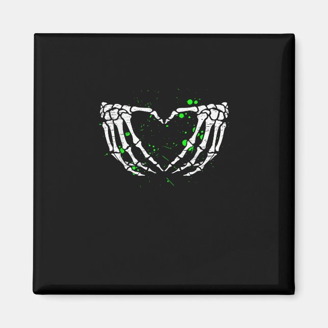 Skeleton Hand Heart Sign Costume Halloween Magnet (Framsidan)