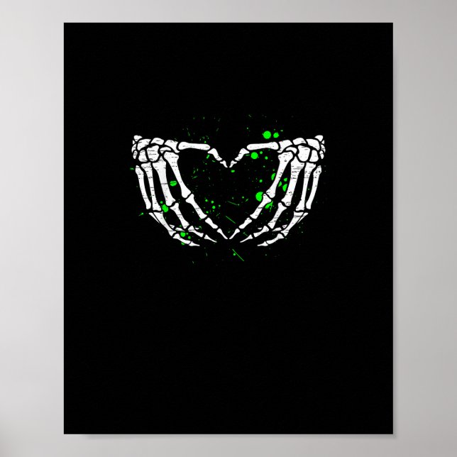 Skeleton Hand Heart Sign Costume Halloween Poster (Framsidan)