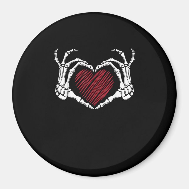 Skeleton Hand Heart Sign Costume Trending Hallowee Magnet (Framsidan)