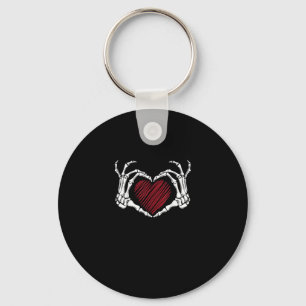 Skeleton Hand Heart Sign Costume Trending Hallowee Nyckelring