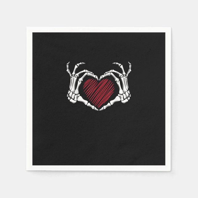 Skeleton Hand Heart Sign Costume Trending Hallowee Pappersservett (Framsidan)