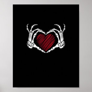 Skeleton Hand Heart Sign Costume Trending Hallowee Poster