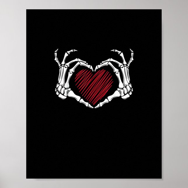 Skeleton Hand Heart Sign Costume Trending Hallowee Poster (Framsidan)