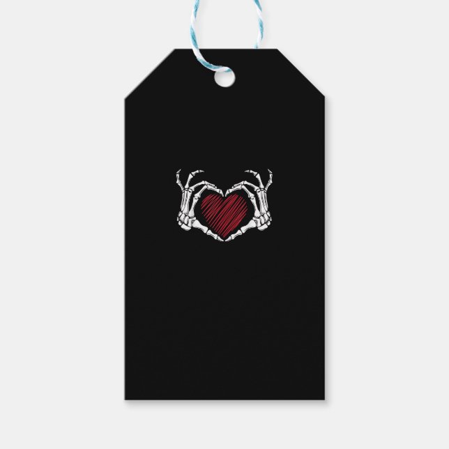 Skeleton Hand Heart Sign Costume Trending Hallowee Presentetikett (Framsidan)