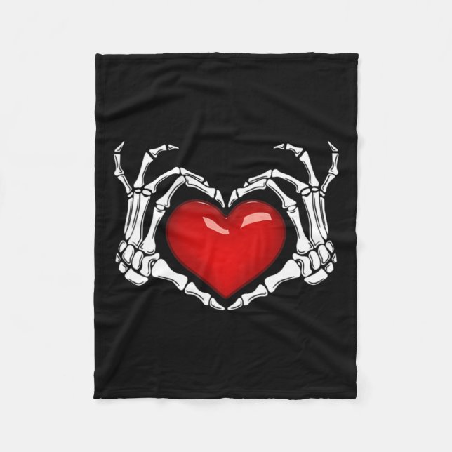 Skeleton Hand Heart Sign Halloween Skeleton Hand P Fleecefilt (Framsidan)