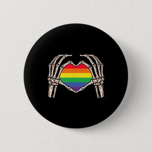 Skeleton Hand Heart Sign Retro Halloween Lgbt Rain Knapp