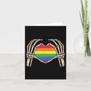Skeleton Hand Heart Sign Retro Halloween Lgbt Rain Kort