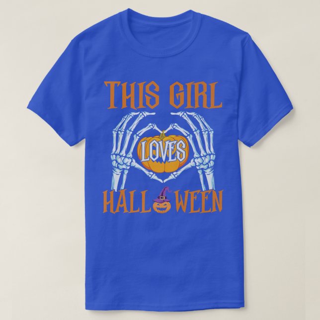 Skeleton Hand Heart Sign This Girl Who Loves Hallo T Shirt (Design framsida)
