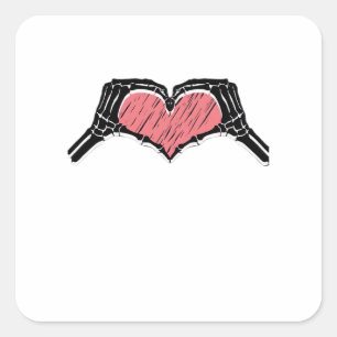 Skeleton Hand Heart Sign Valentines day Classic Fyrkantigt Klistermärke