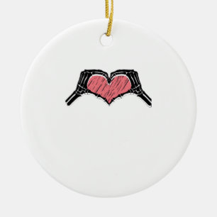 Skeleton Hand Heart Sign Valentines day Classic Julgransprydnad Keramik