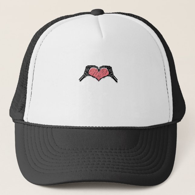 Skeleton Hand Heart Sign Valentines day Classic Keps (Framsida)