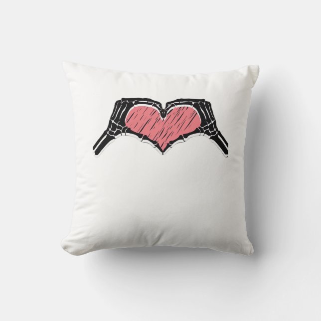 Skeleton Hand Heart Sign Valentines day Classic Kudde (Framsida)