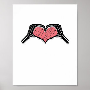Skeleton Hand Heart Sign Valentines day Classic Poster