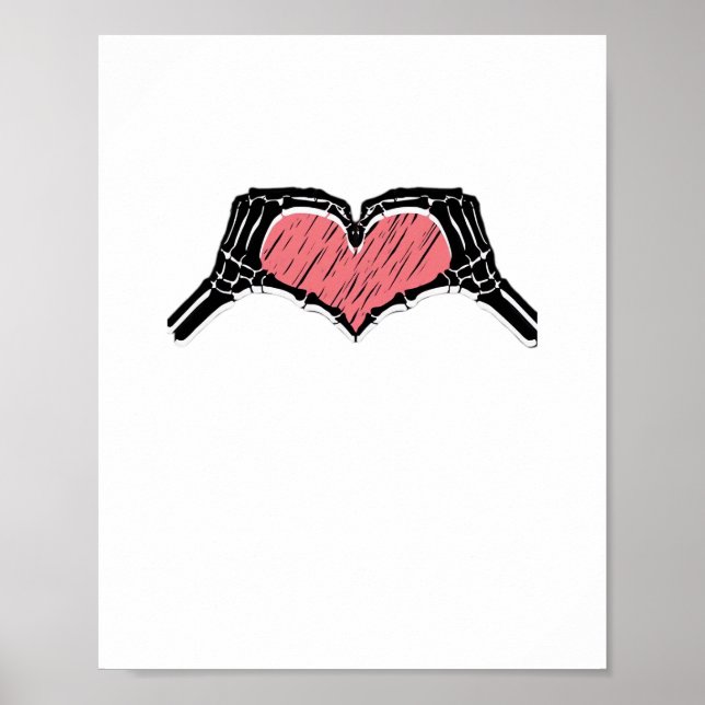 Skeleton Hand Heart Sign Valentines day Classic Poster (Framsidan)