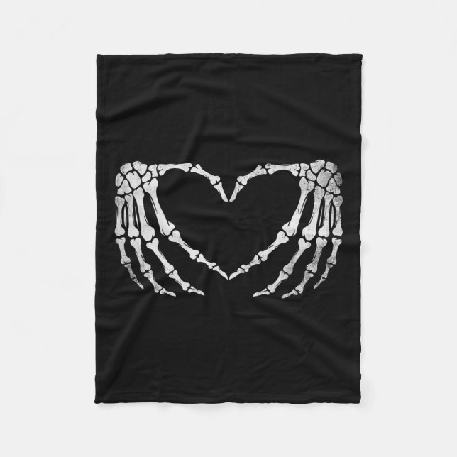 Skeleton Hand Heart Sign Vintage Halloween Costume Fleecefilt (Framsidan)