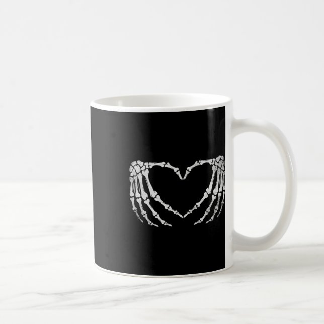 Skeleton Hand Heart Sign Vintage Halloween Costume Kaffemugg (Höger)