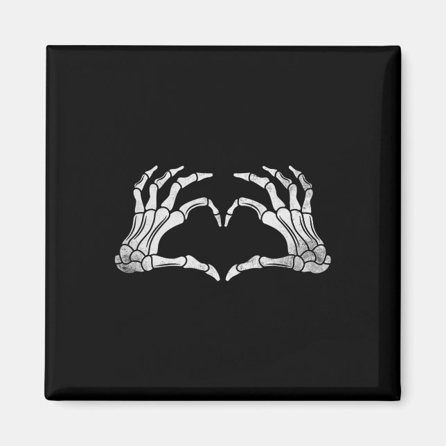Skeleton Hand Heart Sign Vintage Halloween Costume Magnet (Framsidan)
