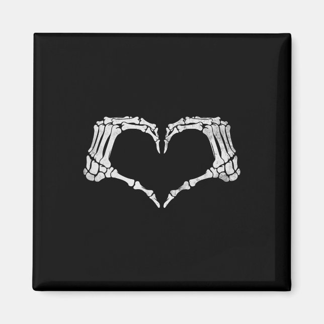 Skeleton Hand Heart Sign Vintage Halloween Costume Magnet (Framsidan)