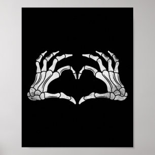 Skeleton Hand Heart Sign Vintage Halloween Costume Poster