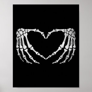 Skeleton Hand Heart Sign Vintage Halloween Costume Poster