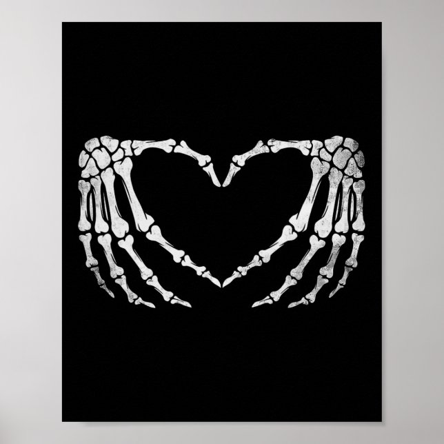 Skeleton Hand Heart Sign Vintage Halloween Costume Poster (Framsidan)
