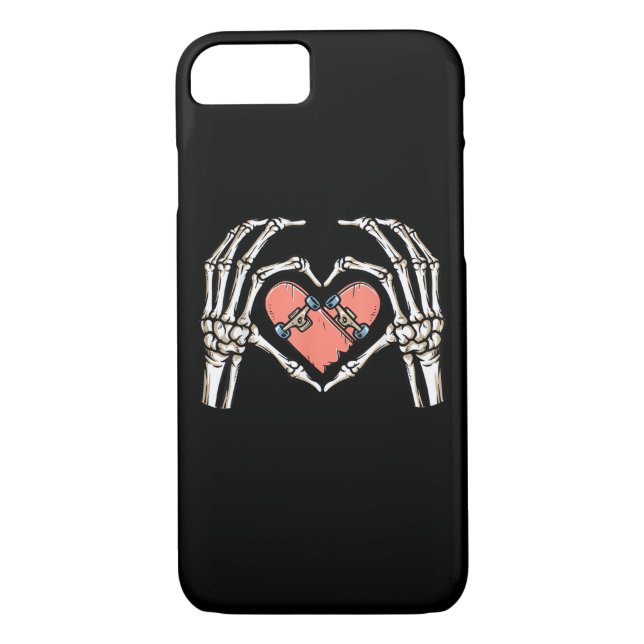 Skeleton Hand Heart Skateboard Valentines day Funn Case-Mate iPhone Skal (Baksida)
