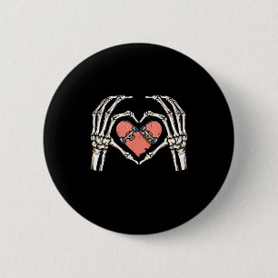 Skeleton Hand Heart Skateboard Valentines day Funn Knapp