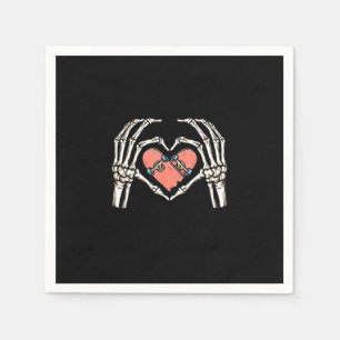 Skeleton Hand Heart Skateboard Valentines day Funn Pappersservett