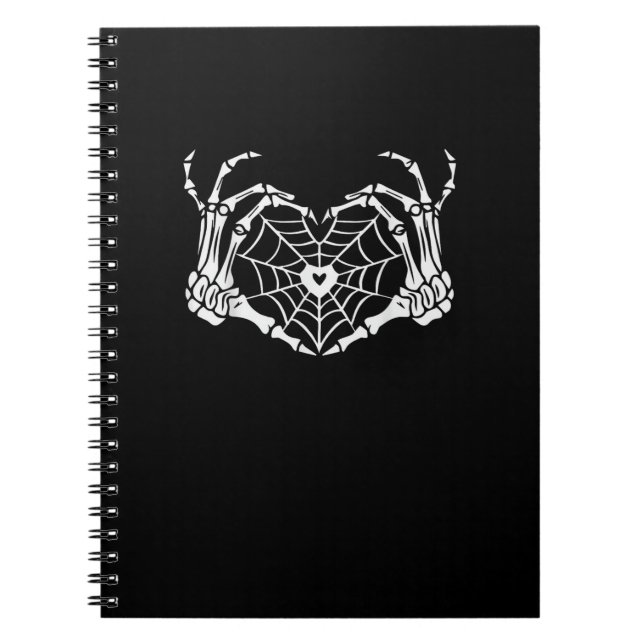 Skeleton Hand Heart Spindelnät Halloween Cobweb Pa Anteckningsbok (Framsidan)