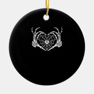 Skeleton Hand Heart Spindelnät Halloween Cobweb Pa Julgransprydnad Keramik