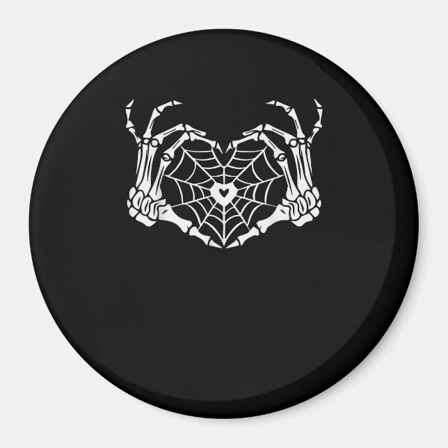 Skeleton Hand Heart Spindelnät Halloween Cobweb Pa Magnet (Framsidan)