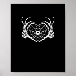 Skeleton Hand Heart Spindelnät Halloween Cobweb Pa Poster