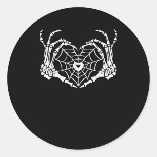 Skeleton Hand Heart Spindelnät Halloween Cobweb Pa Runt Klistermärke