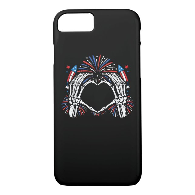 Skeleton Hand Heart USA Patriotic American Case-Mate iPhone Skal (Baksida)
