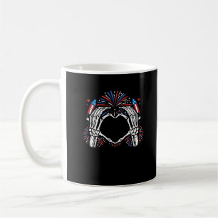 Skeleton Hand Heart USA Patriotic American Kaffemugg