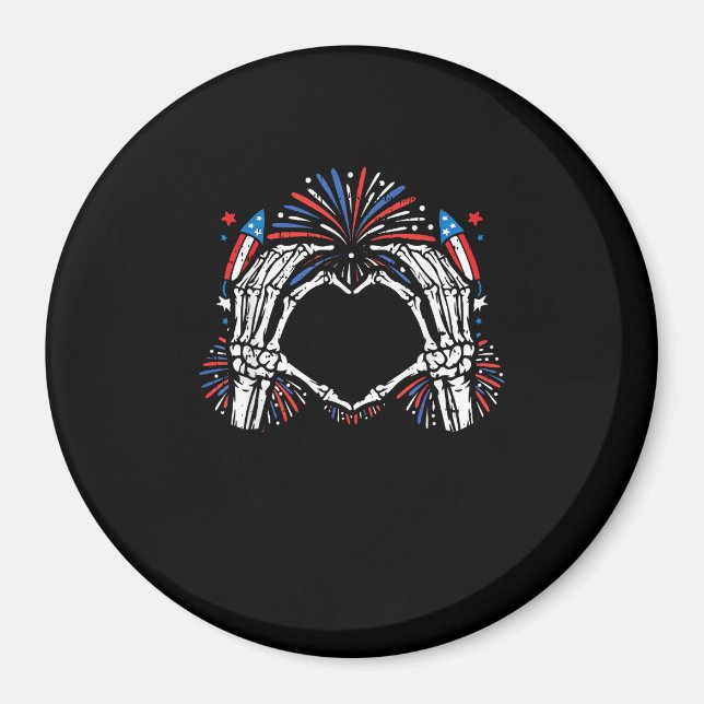 Skeleton Hand Heart USA Patriotic American Magnet (Framsidan)