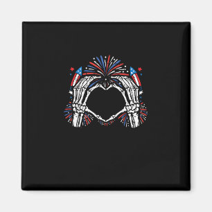 Skeleton Hand Heart USA Patriotic American Magnet