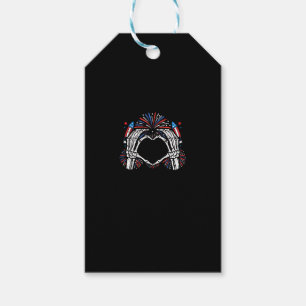 Skeleton Hand Heart USA Patriotic American Presentetikett