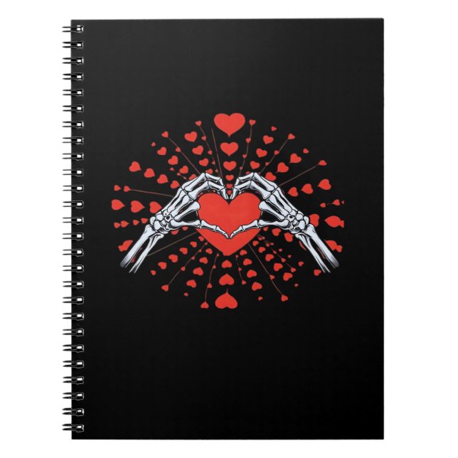 Skeleton Hand Heart Valentines day Funny 2025 Hear Anteckningsbok (Framsidan)