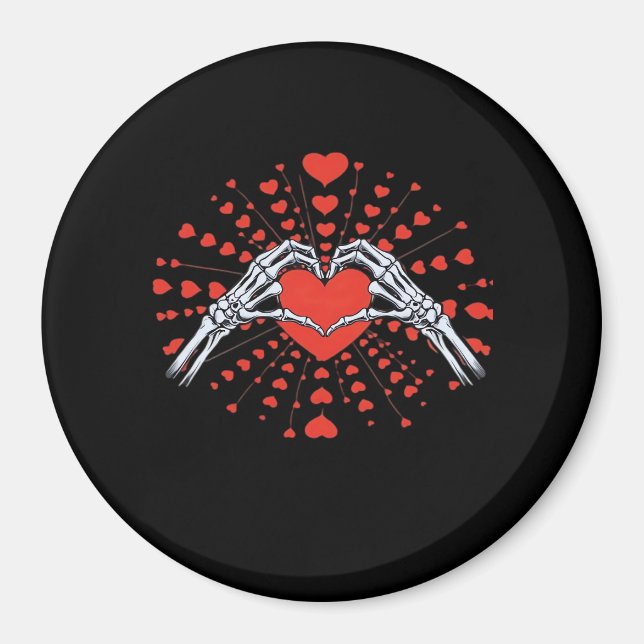 Skeleton Hand Heart Valentines day Funny 2025 Hear Magnet (Framsidan)