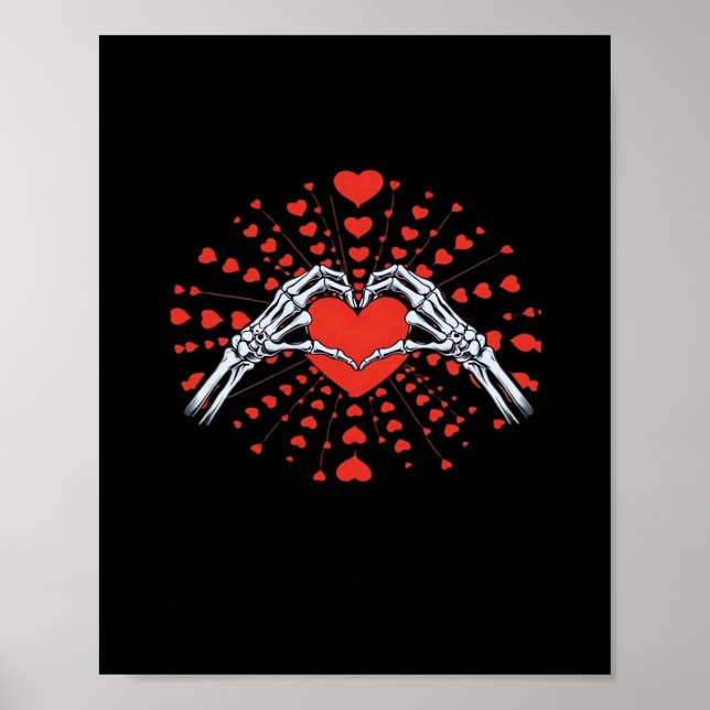 Skeleton Hand Heart Valentines day Funny 2025 Hear Poster (Framsidan)